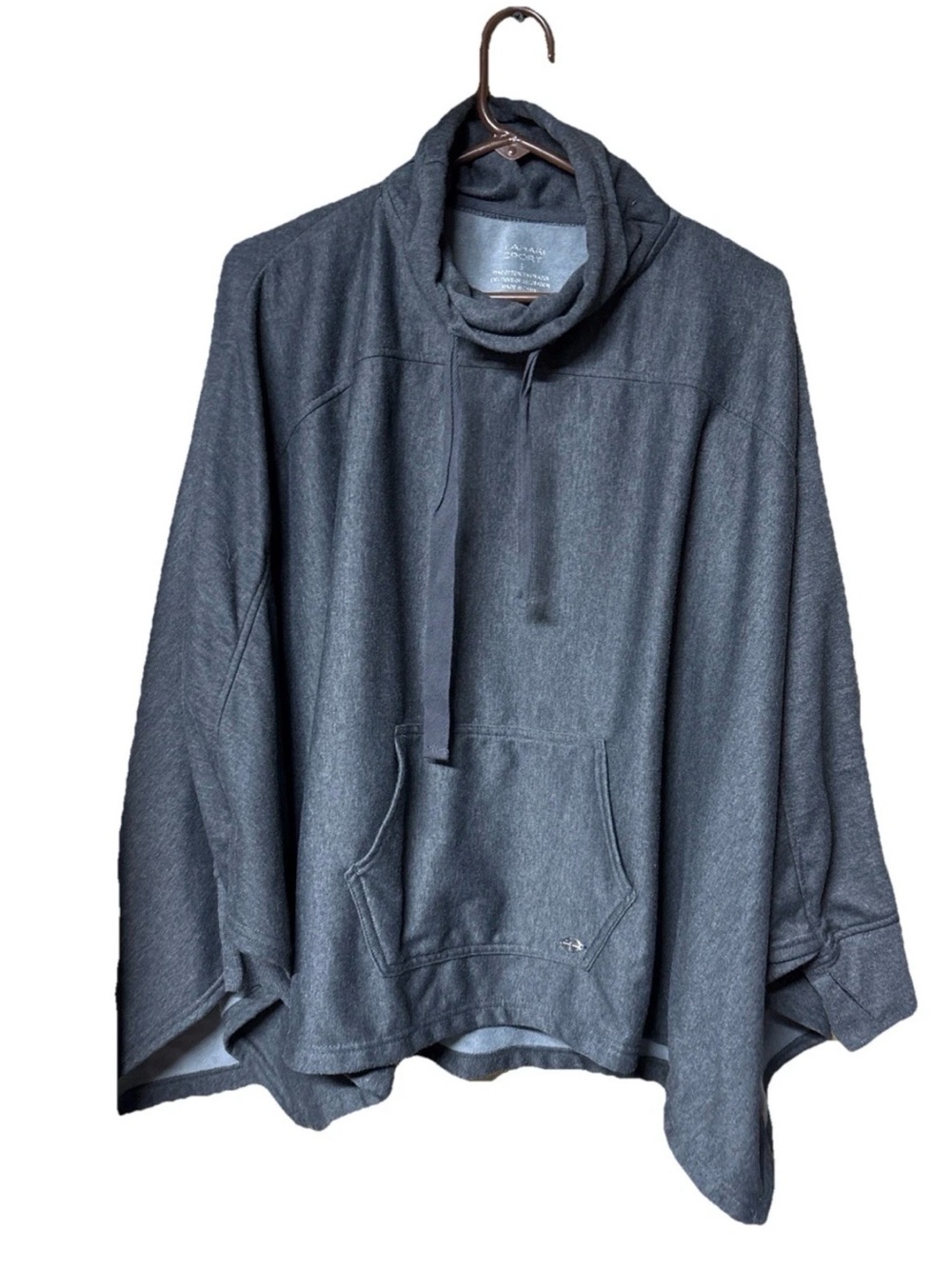 Tahari Charcoal Gray Cowl Neck Poncho Pullover